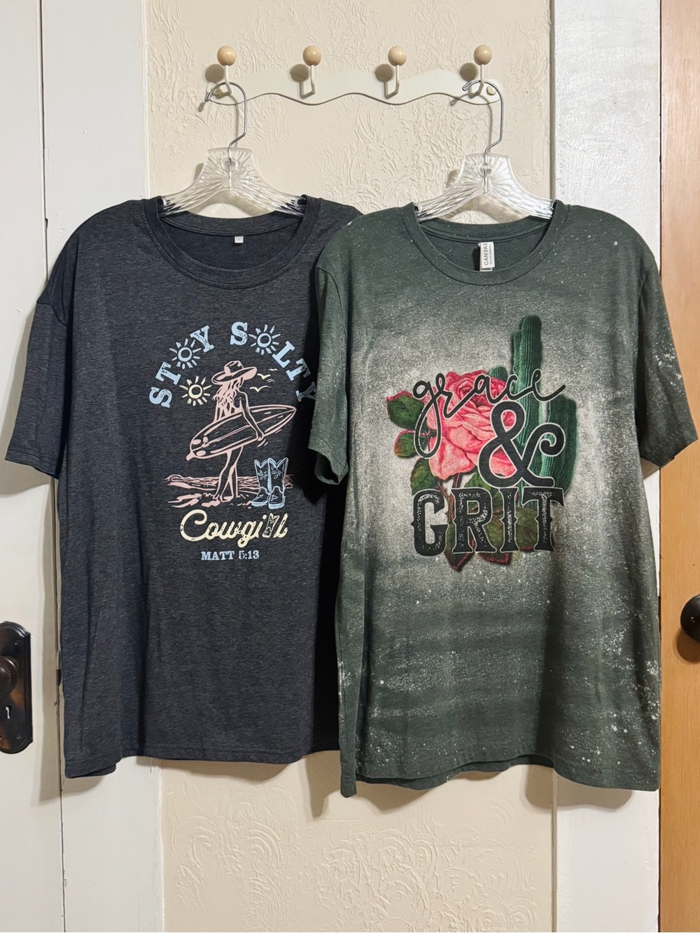 Bella Canvas Grace & Grit Graphic T-Shirt and Stay Salty Cowgirl T-Shirt Lot